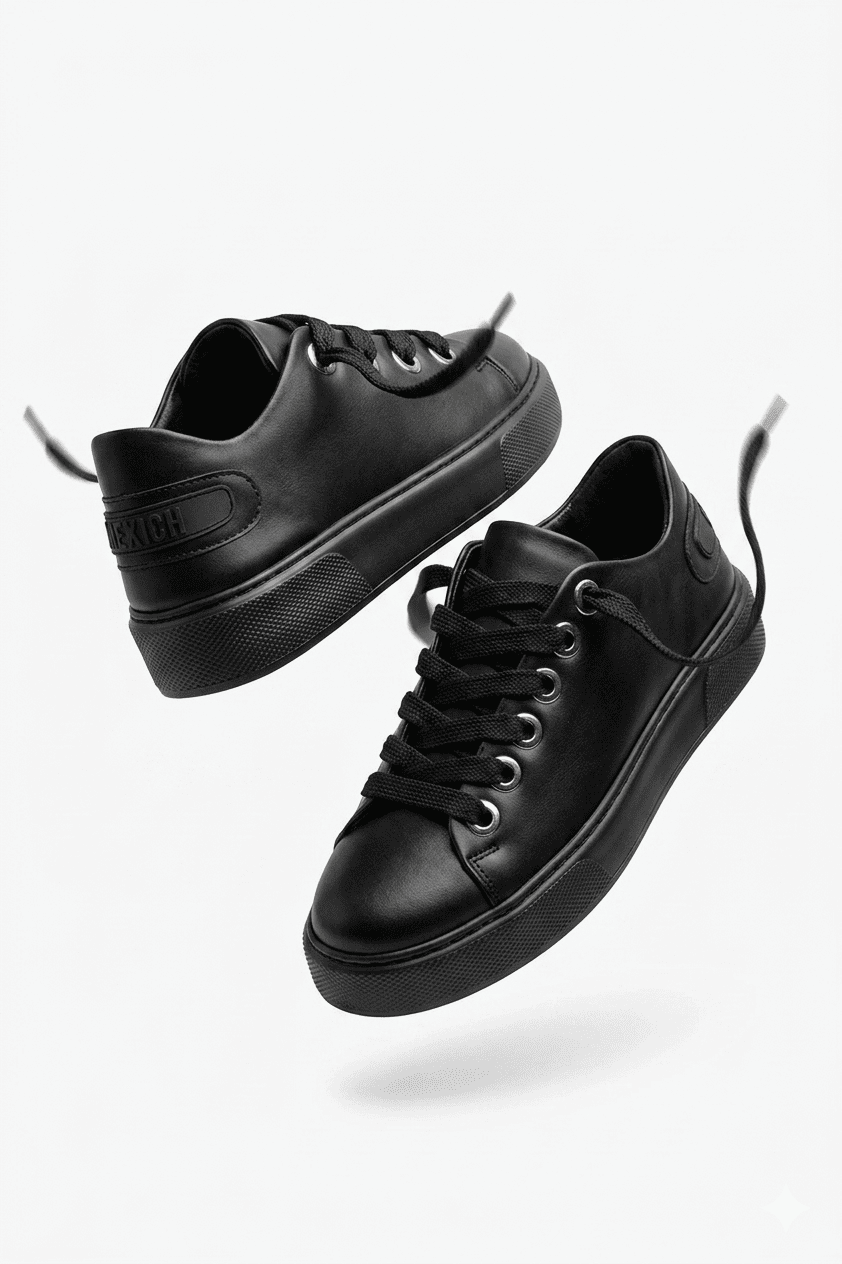 Anjelino Premium Kalın Taban Bağcıklı Erkek Sneaker Siyah