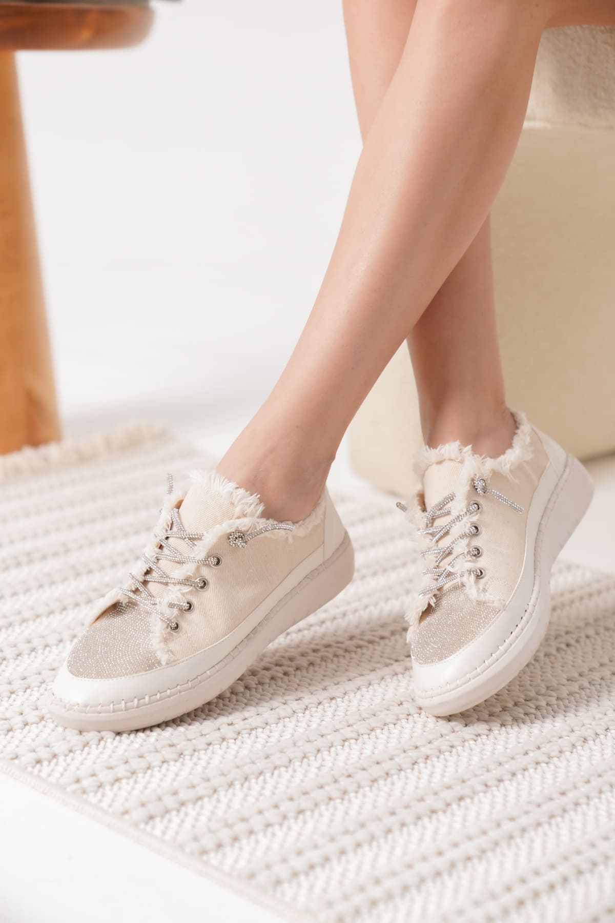 Ankle Premium Bej Kadın Günlük Spor Ayakkabı