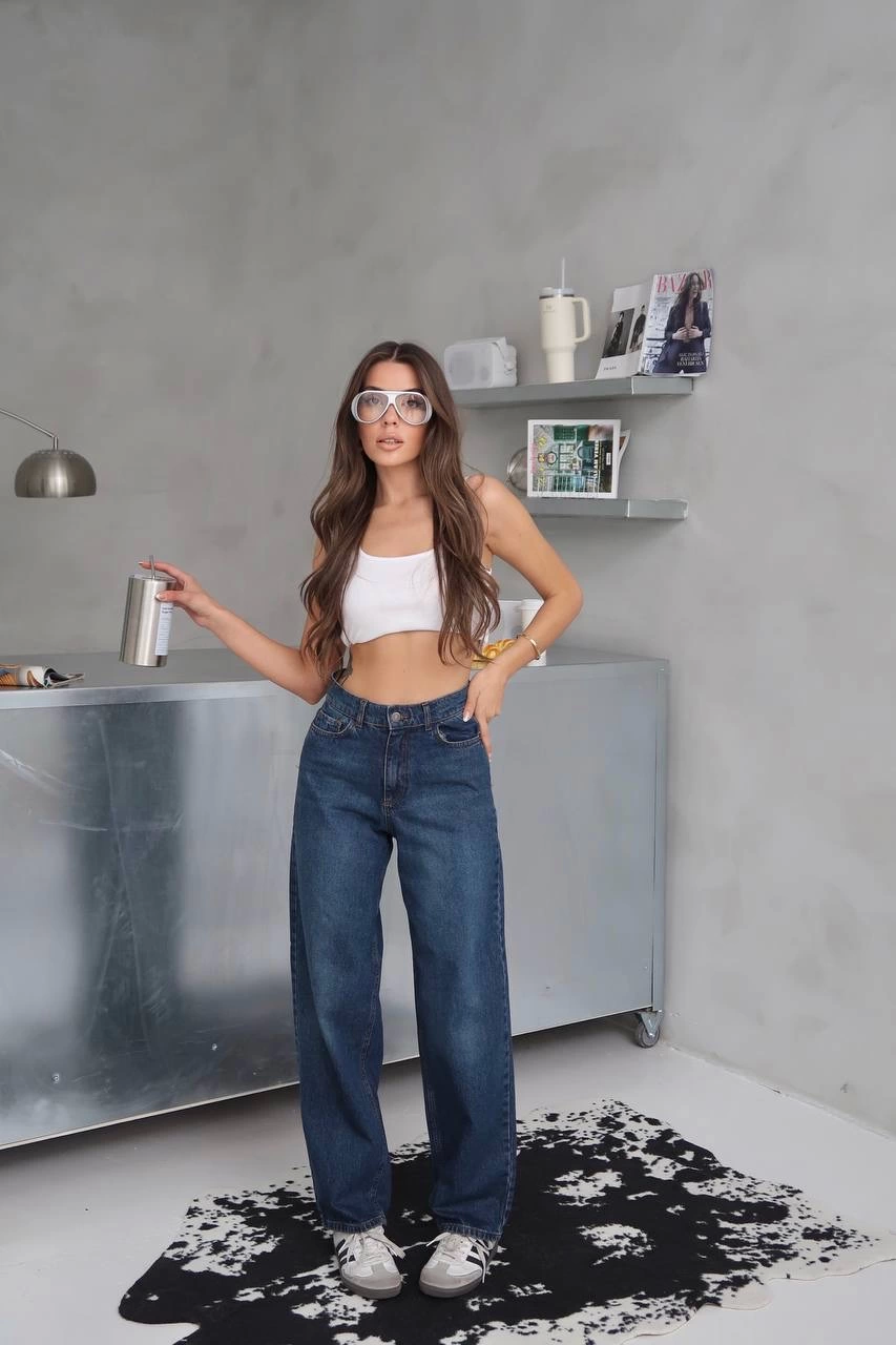 Back Buckle Jeans Blue