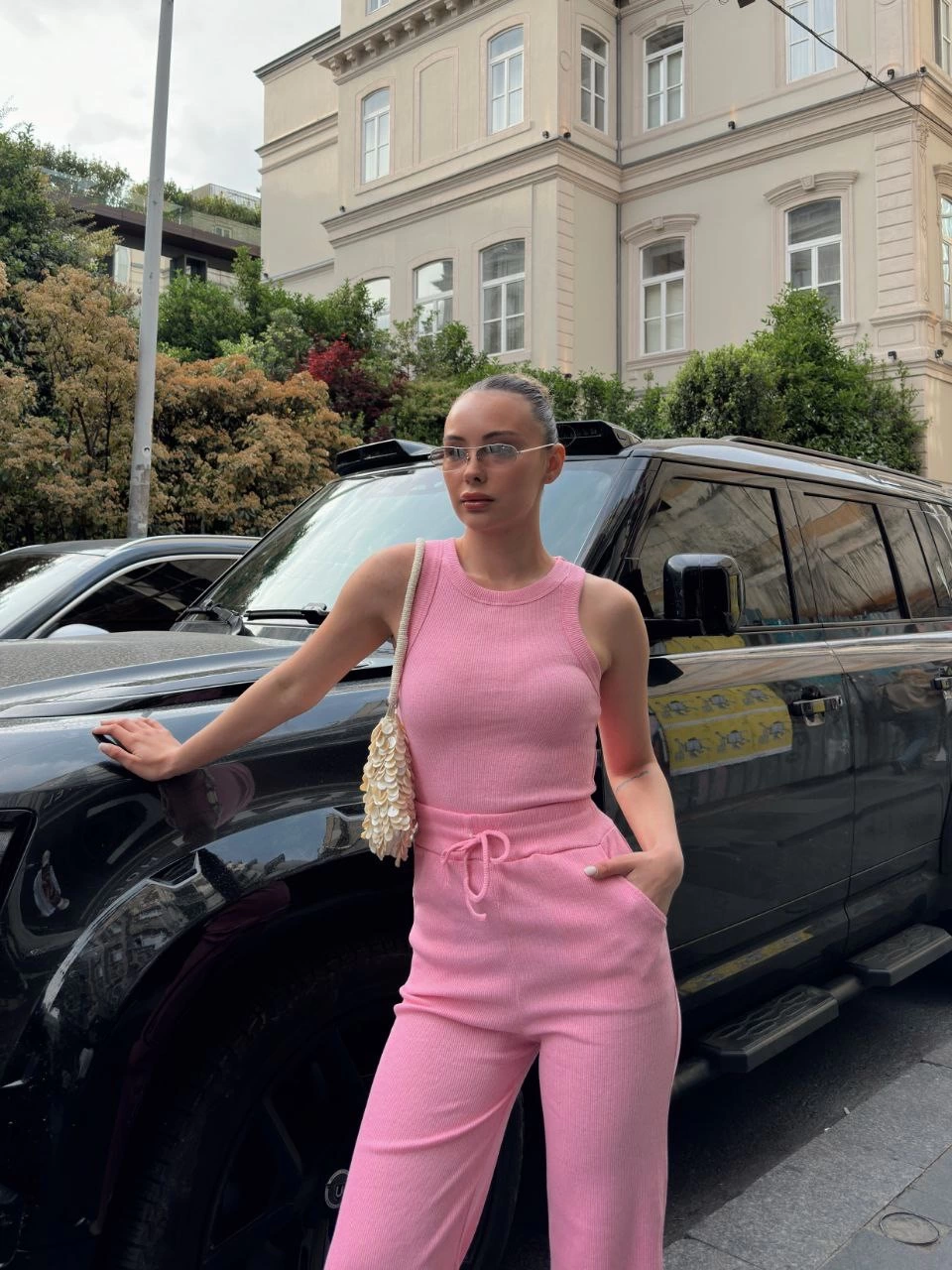 Pink 2-Piece Set with Tank Top and Camisole
