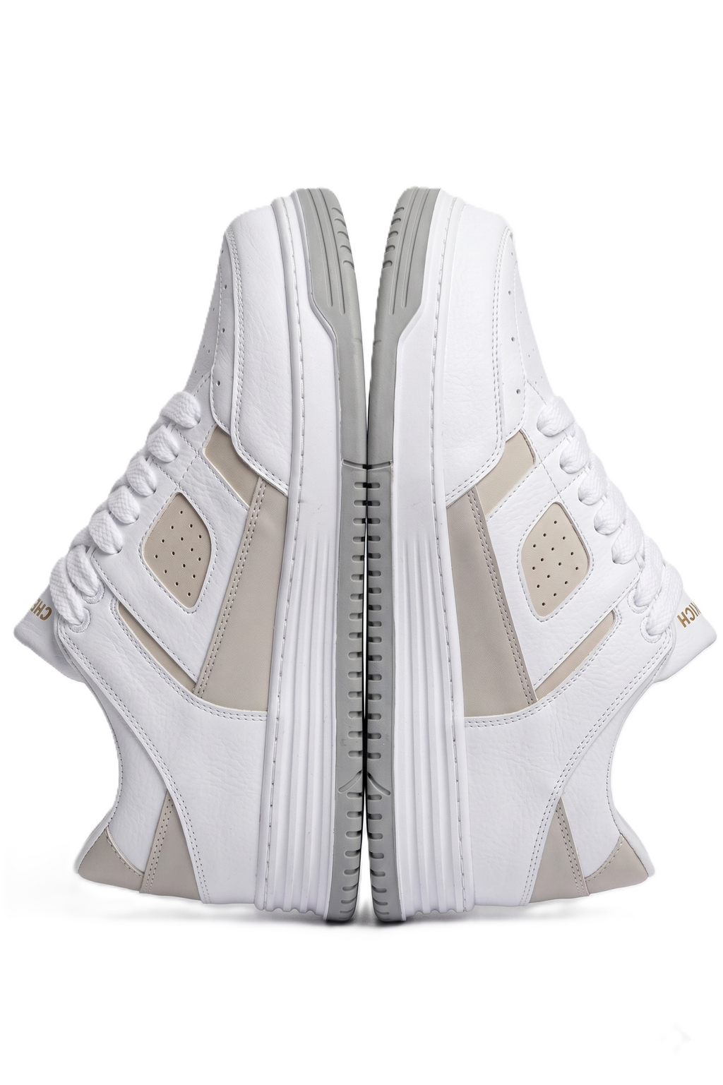 ZRC2410 Yüksek Kalite Yüksek Taban Erkek Sneaker Beyaz Bej