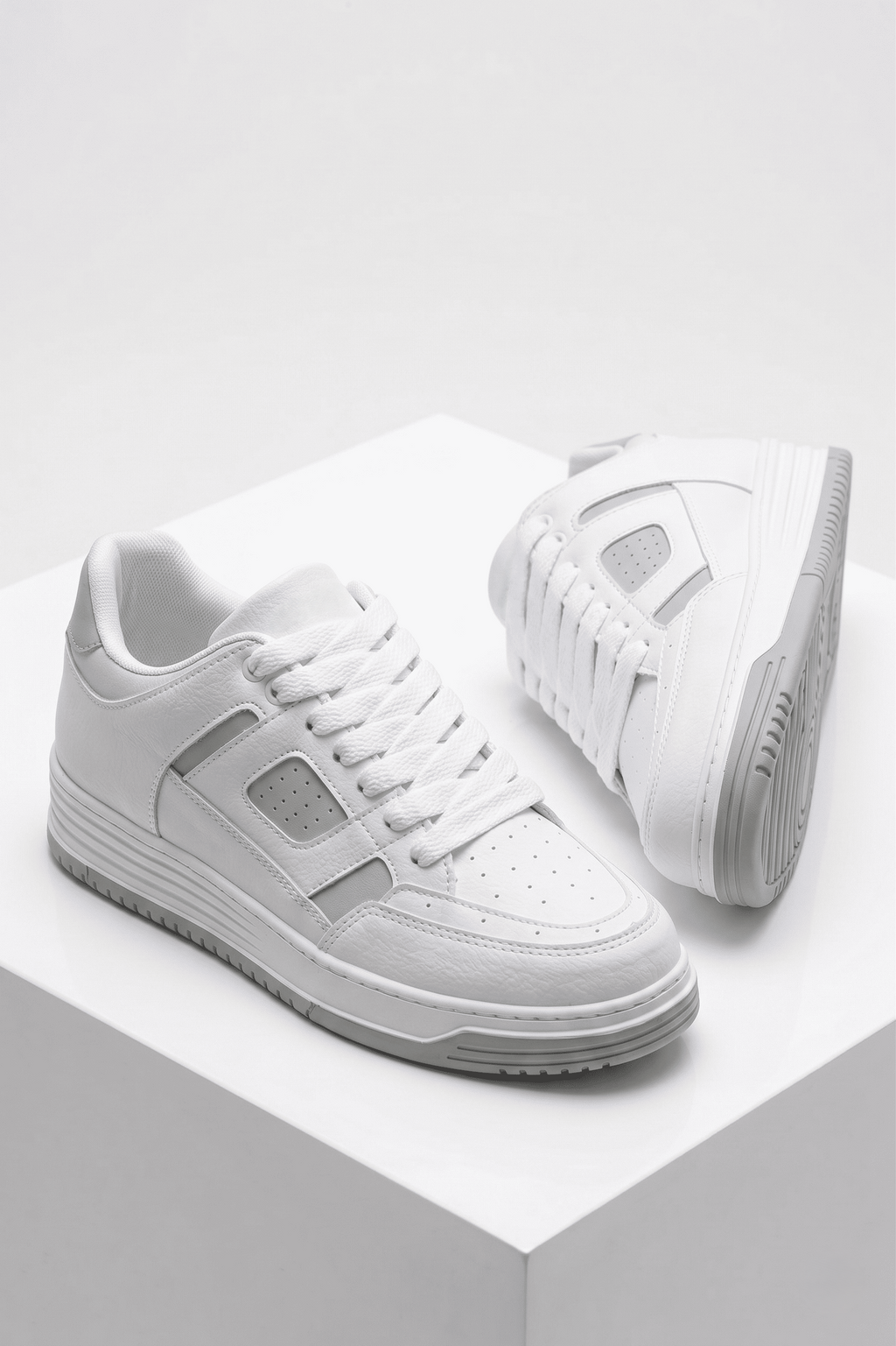 ZRC2410 Yüksek Kalite Yüksek Taban Erkek Sneaker Beyaz Gri