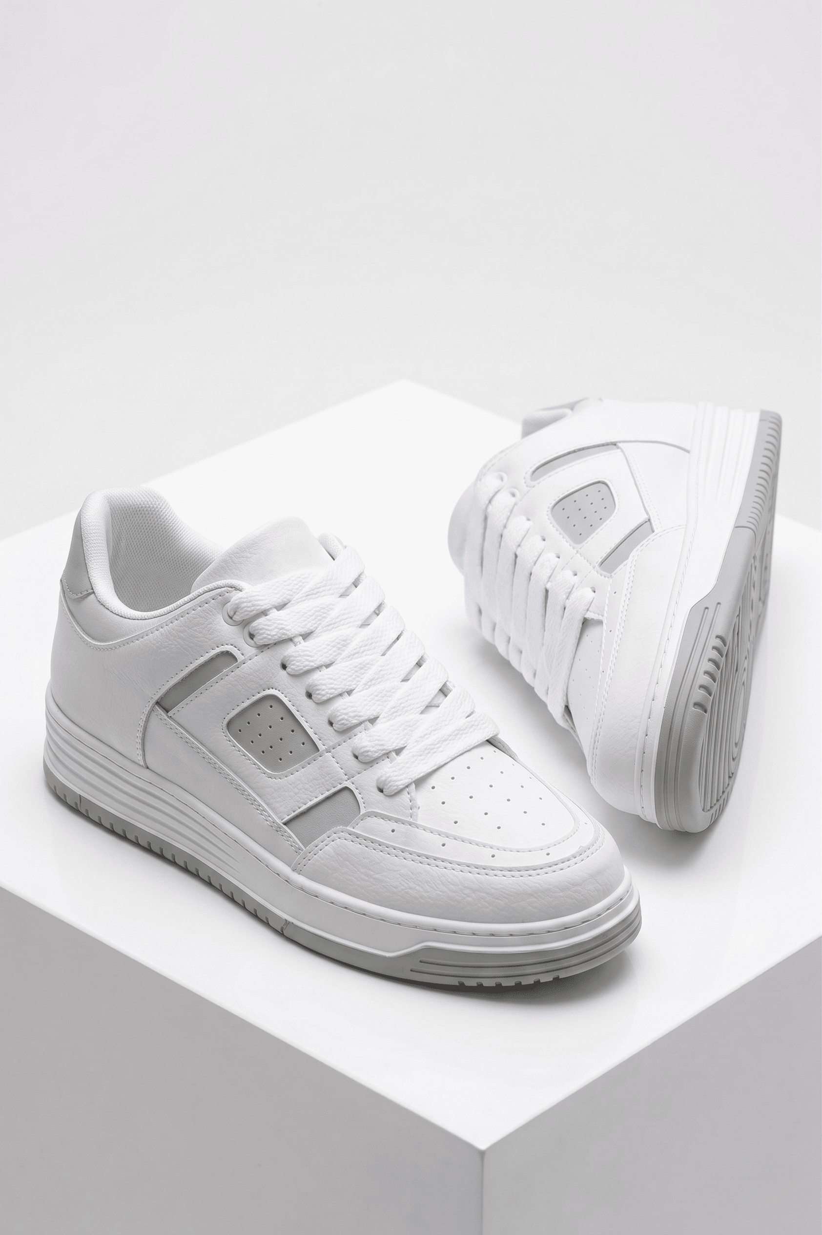 ZRC2410 Yüksek Kalite Yüksek Taban Erkek Sneaker Beyaz Gri