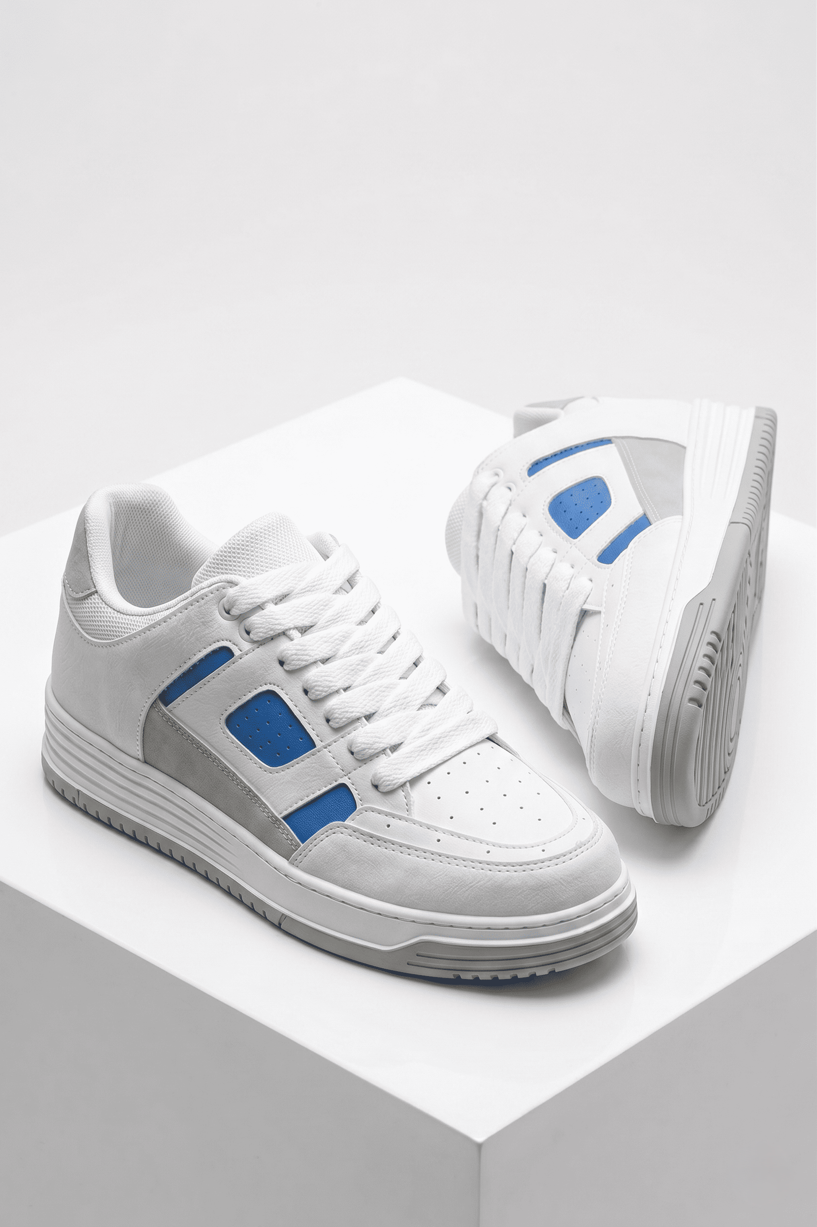 ZRC2410 Yüksek Kalite Yüksek Taban Erkek Sneaker Beyaz Mavi