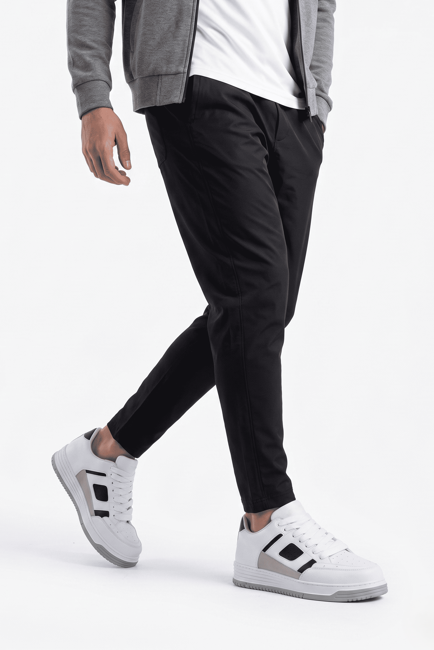 ZRC2410 Yüksek Kalite Yüksek Taban Erkek Sneaker Beyaz Siyah