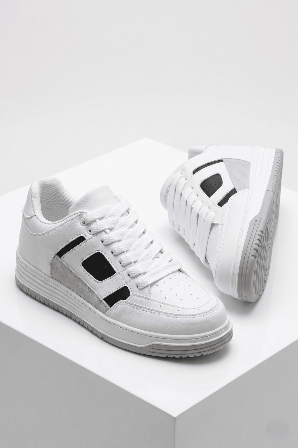 ZRC2410 Yüksek Kalite Yüksek Taban Erkek Sneaker Beyaz Siyah