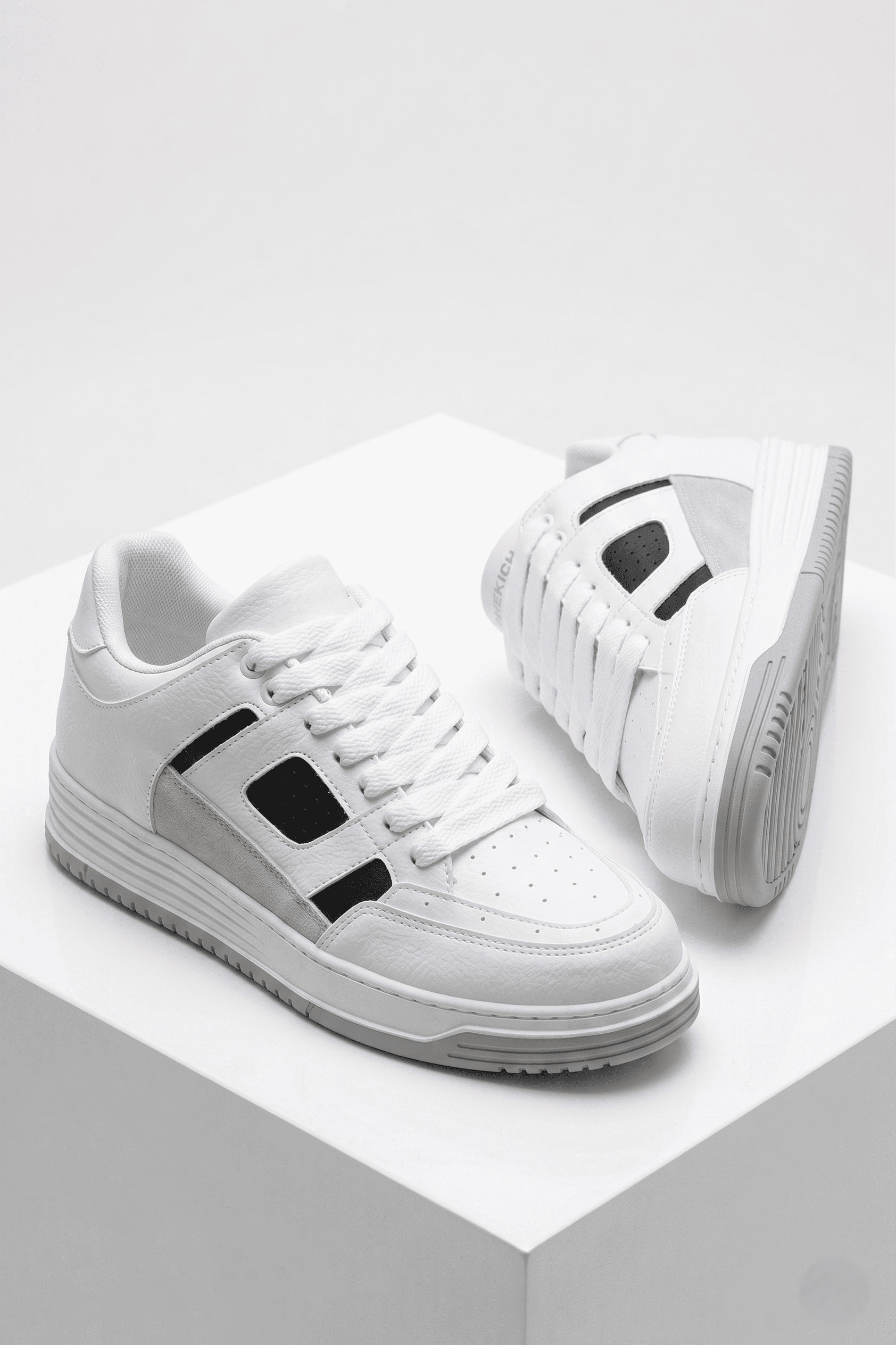 ZRC2410 Yüksek Kalite Yüksek Taban Erkek Sneaker Beyaz Siyah