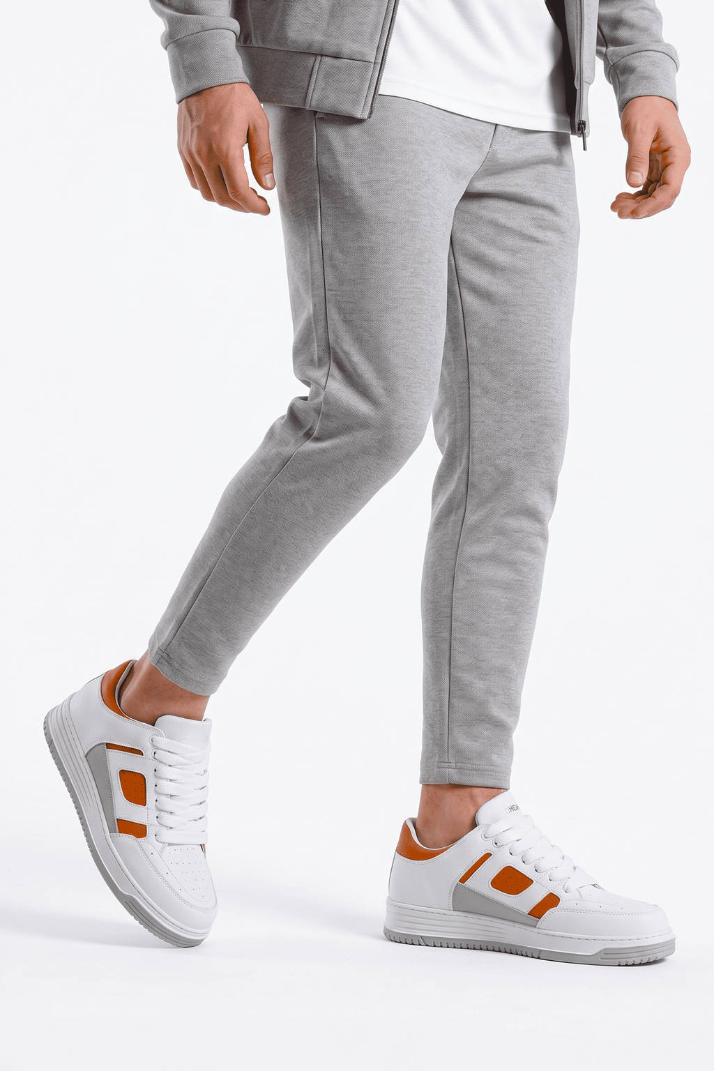 ZRC2410 Yüksek Kalite Yüksek Taban Erkek Sneaker Beyaz Turuncu
