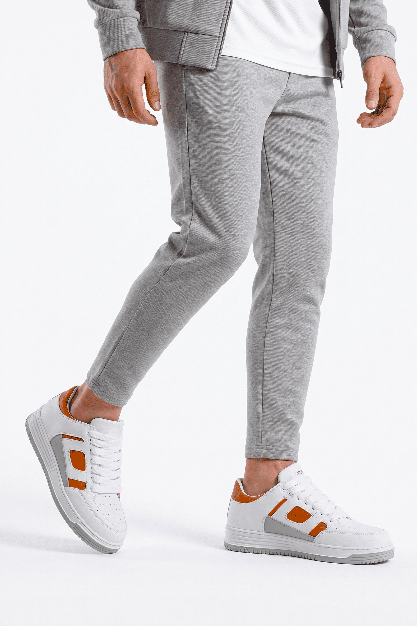 ZRC2410 Yüksek Kalite Yüksek Taban Erkek Sneaker Beyaz Turuncu