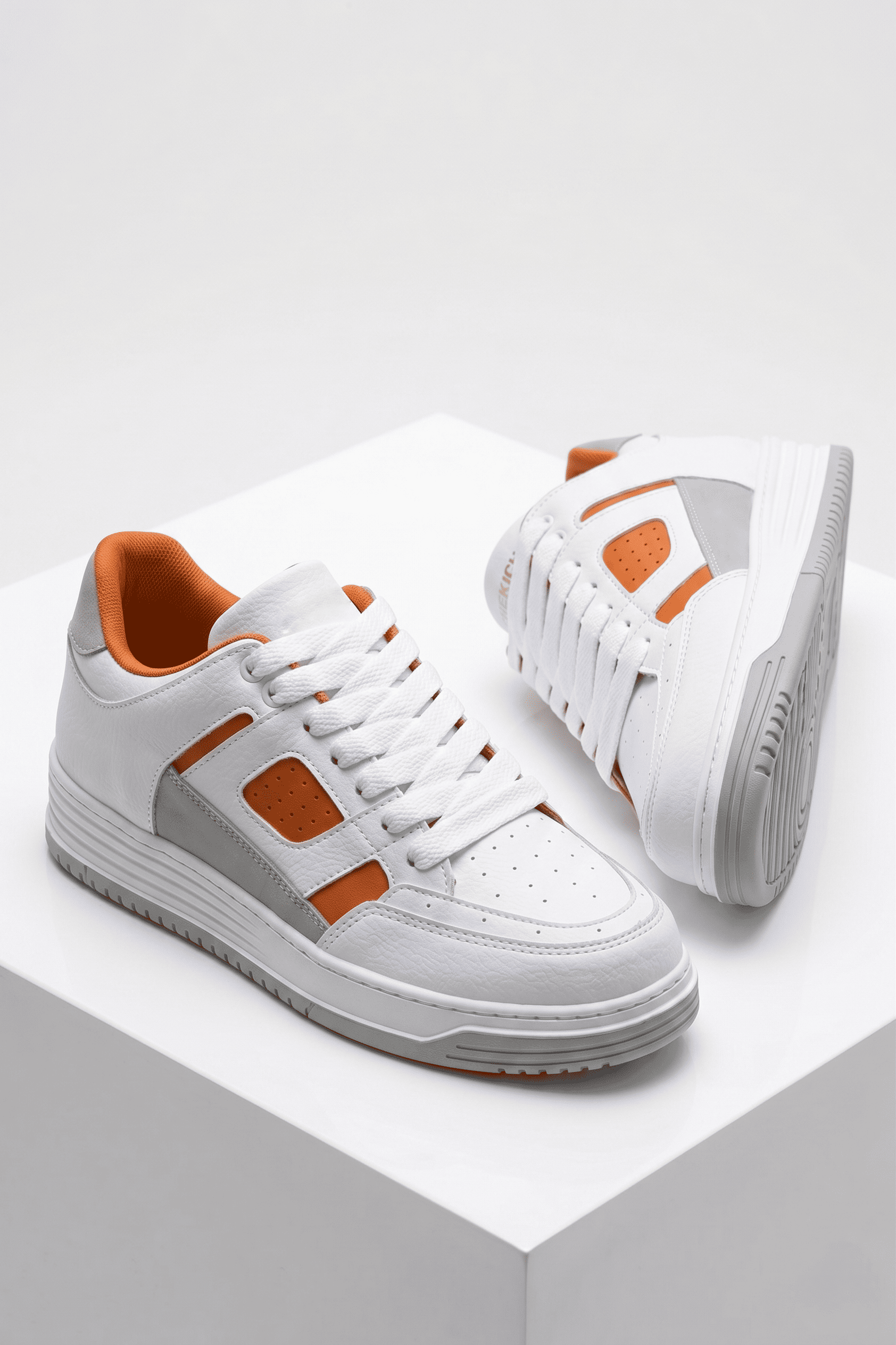 ZRC2410 Yüksek Kalite Yüksek Taban Erkek Sneaker Beyaz Turuncu