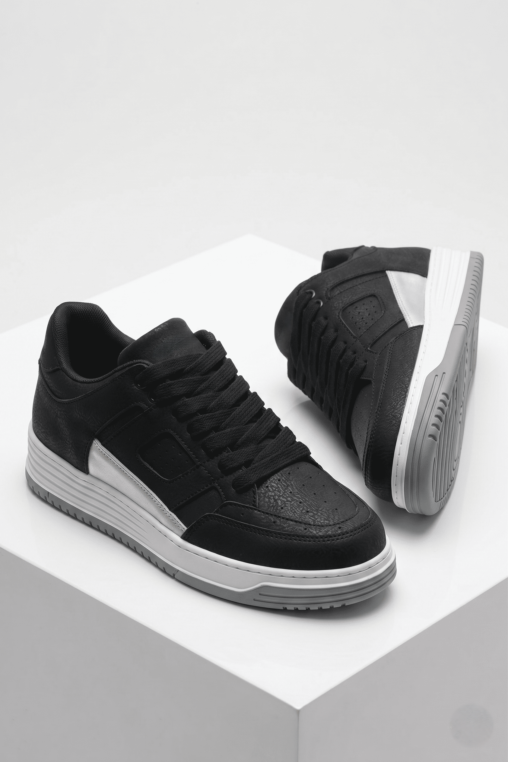 ZRC2410 Yüksek Kalite Yüksek Taban Erkek Sneaker Siyah