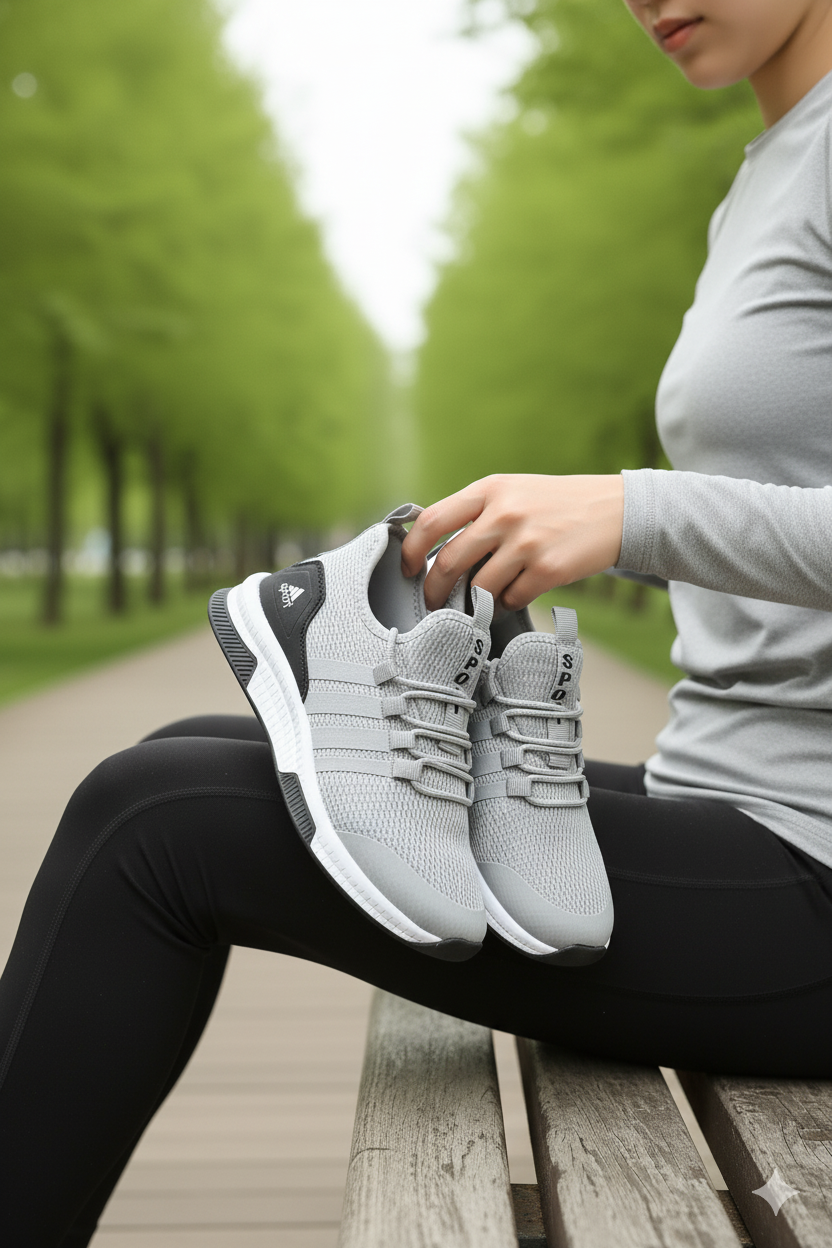 AWIX Ortopedik Unisex Nefes Alan Hafif Spor Yürüyüş Ayakkabı - Gri
