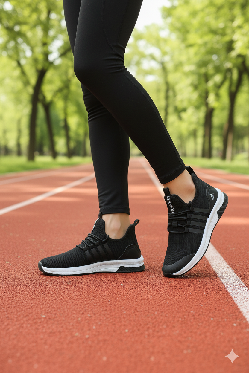 AWIX Ortopedik Unisex Nefes Alan Hafif Spor Yürüyüş Ayakkabı - Siyah Beyaz