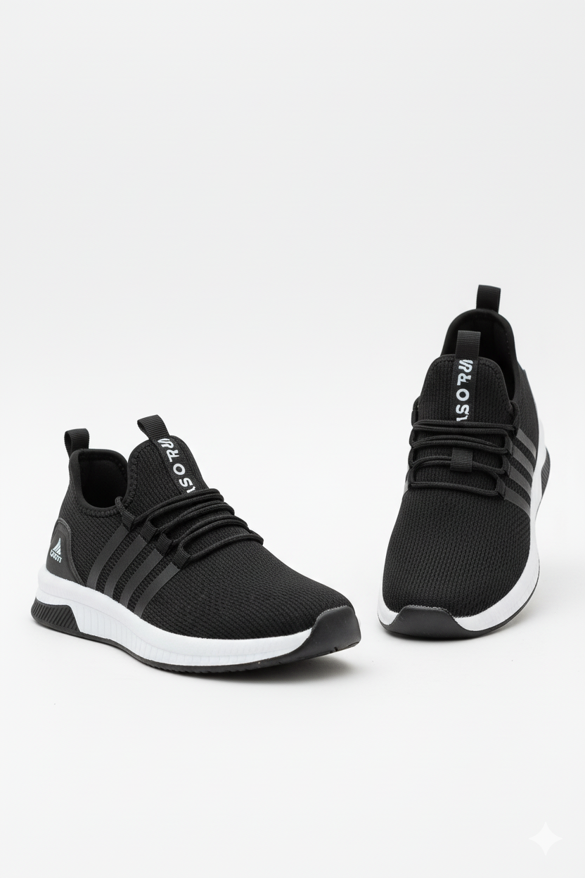 AWIX Ortopedik Unisex Nefes Alan Hafif Spor Yürüyüş Ayakkabı - Siyah Beyaz