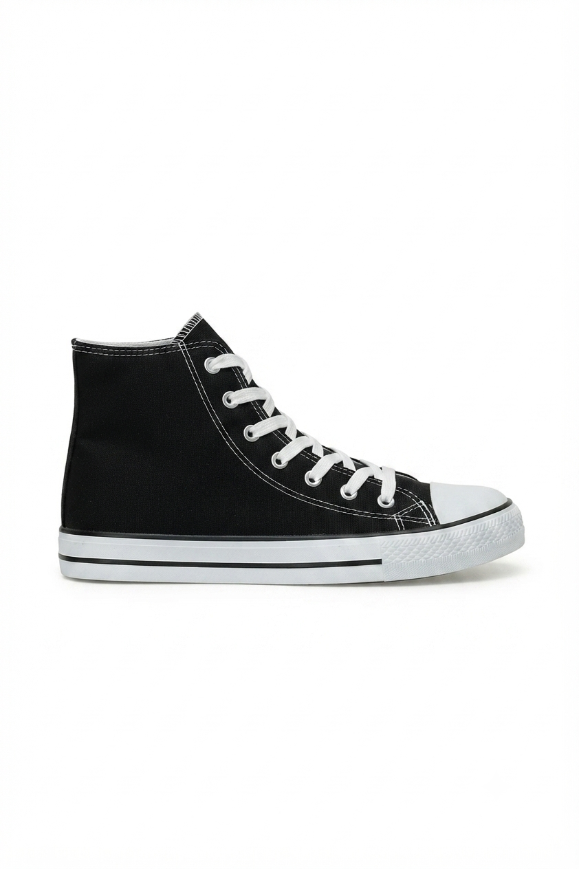 AXE Lace-Up Linen Fabric Men's Casual Sneakers Black