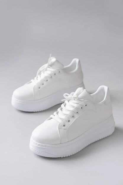Luke White Laced Basic Women's Sports Sneaker