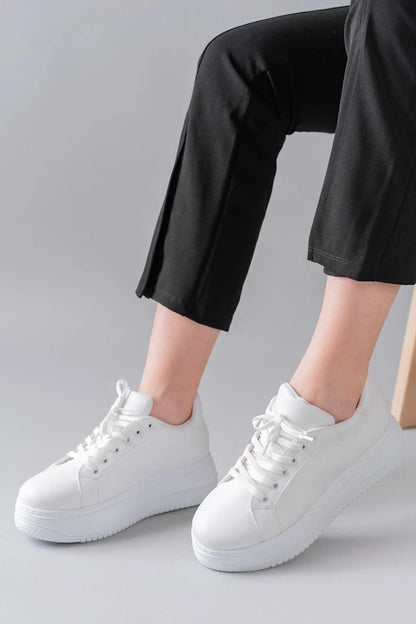 Luke White Laced Basic Women's Sports Sneaker