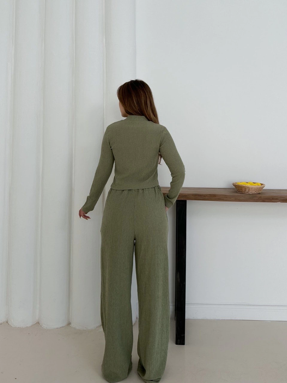 Balıkçı Yaka Örme Alt Üst Takım Mint