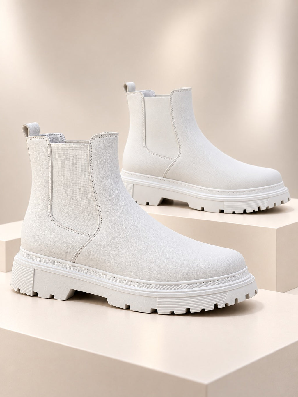 ZRK-C7 Premium Quality White Casual Men's Chelsea Boots