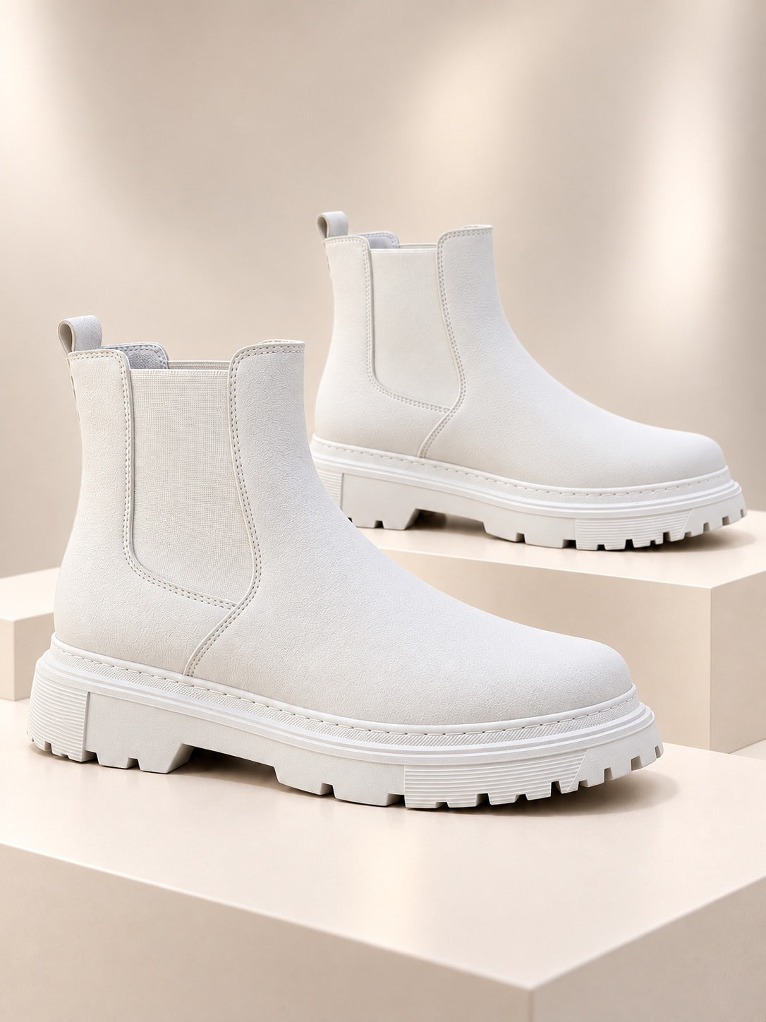 ZRK-C7 Premium Quality White Casual Men's Chelsea Boots