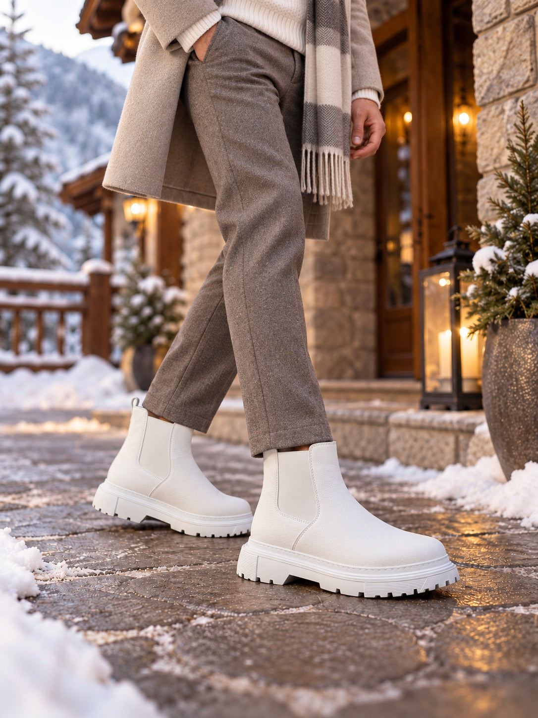 ZRK-C7 Premium Quality White Casual Men's Chelsea Boots