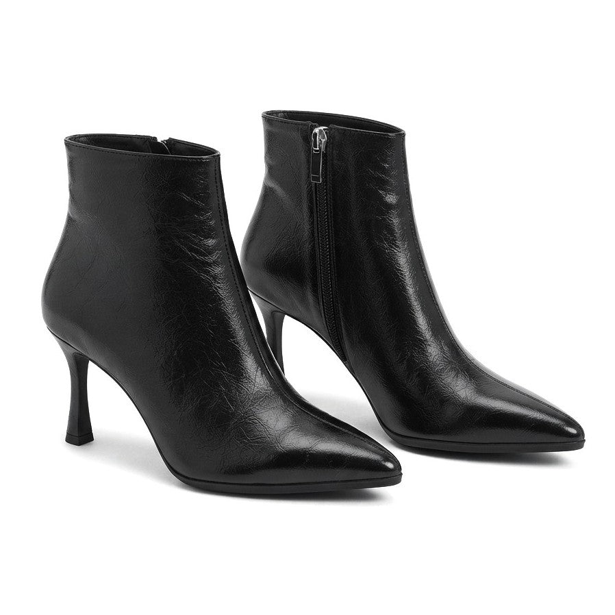 ZRKBT-S8 Premium Siyah Yanki Sivri Burun 8 cm Yüksek İnce Topuklu Kadın Bot