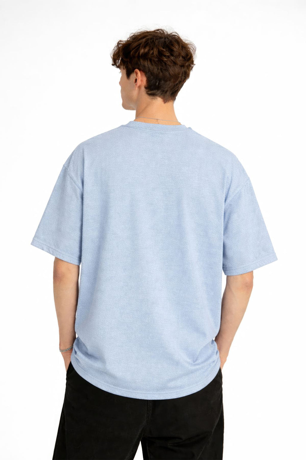Bear2 - Premium Pamuklu Kumaş Oversize Unisex Tişört Bebe Mavisi