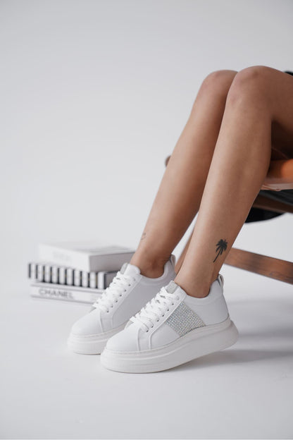Belinda Premium White Stone Women's Sneakers