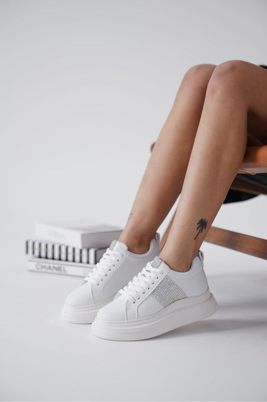 Belinda Premium White Stone Women's Sneakers