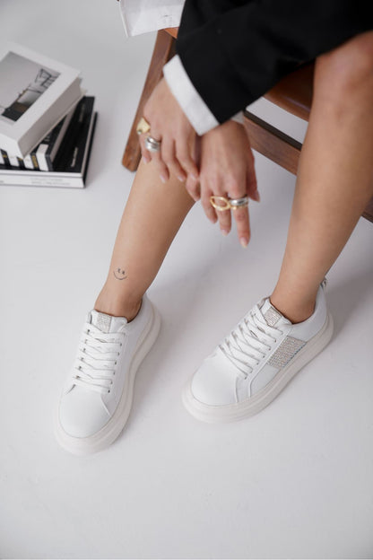 Belinda Premium White Stone Women's Sneakers