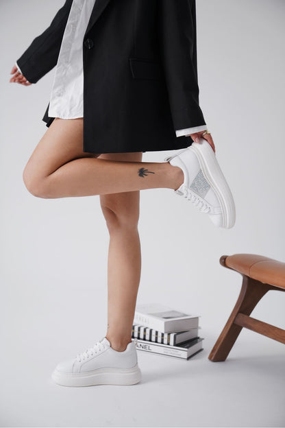 Belinda Premium White Stone Women's Sneakers