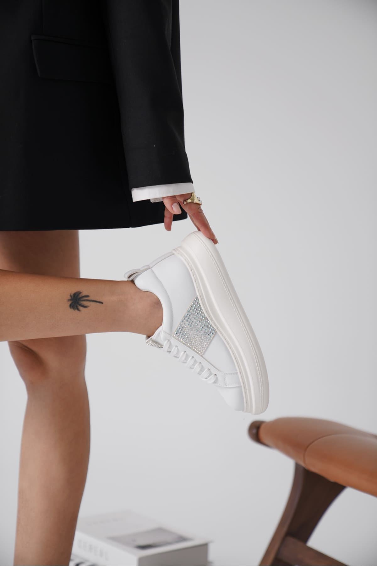 Belinda Premium White Stone Women's Sneakers