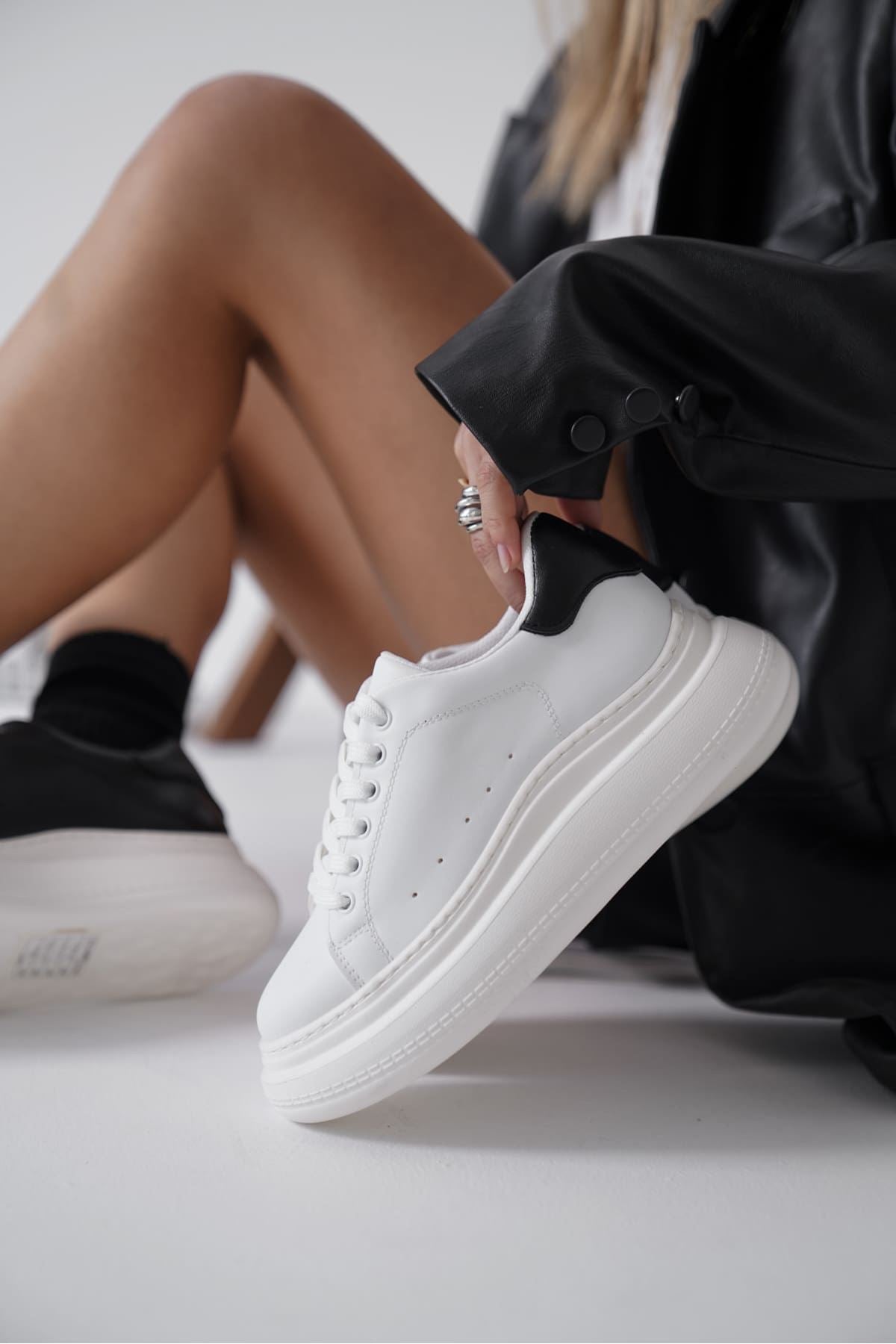 Bella Premium White Black Women's Sneakers