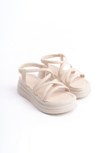 BELLARO Elastic Strip Detailed Orthopedic Women's Sandals - Cream