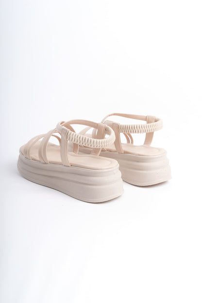 BELLARO Elastic Strip Detailed Orthopedic Women's Sandals - Cream