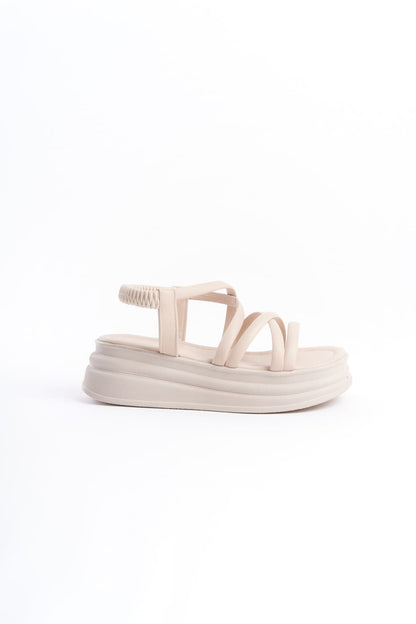BELLARO Elastic Strip Detailed Orthopedic Women's Sandals - Cream