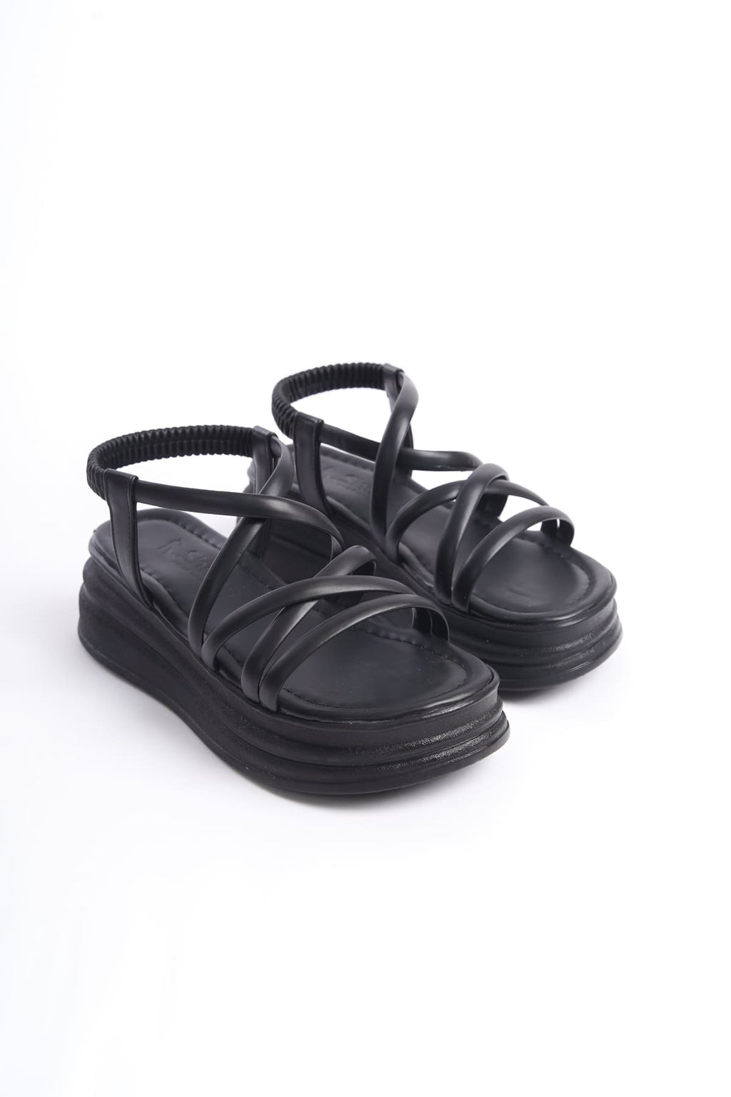 BELLARO Elastic Strip Detailed Orthopedic Women's Sandals - Black
