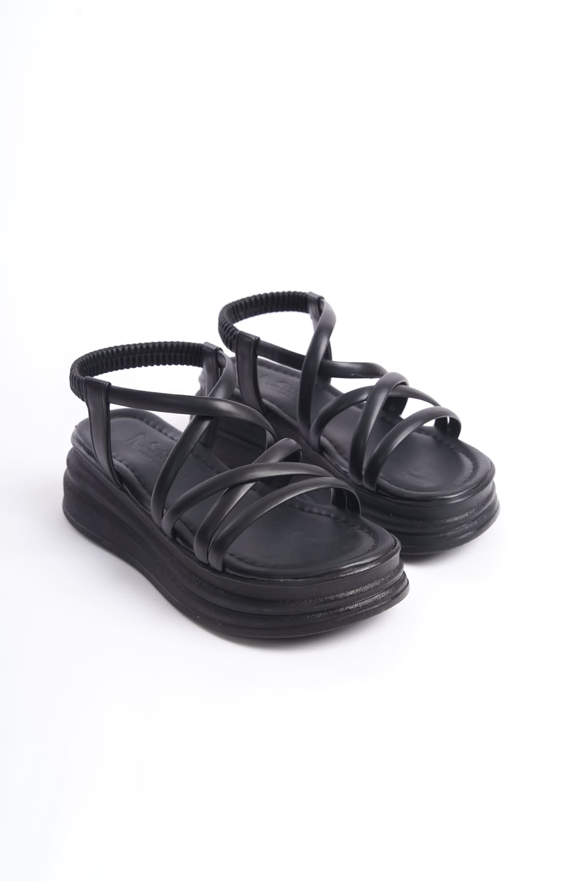 BELLARO Elastic Strip Detailed Orthopedic Women's Sandals - Black
