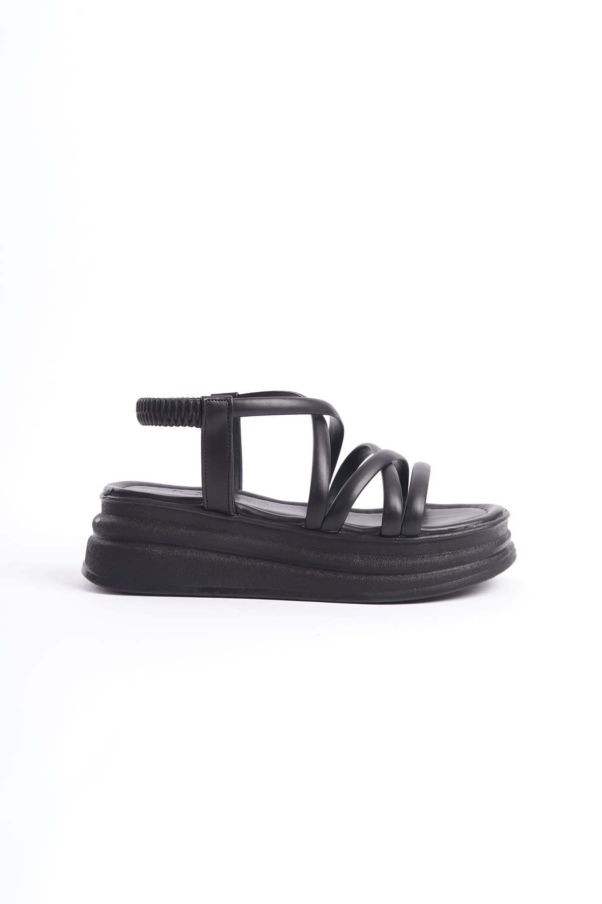 BELLARO Elastic Strip Detailed Orthopedic Women's Sandals - Black