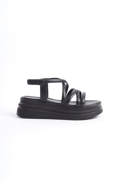 BELLARO Elastic Strip Detailed Orthopedic Women's Sandals - Black