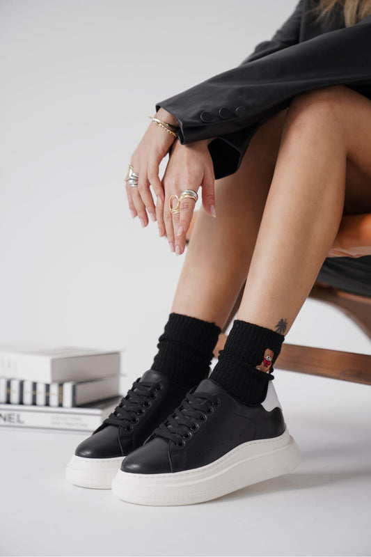 Bella Premium Black and White Women's Sneakers