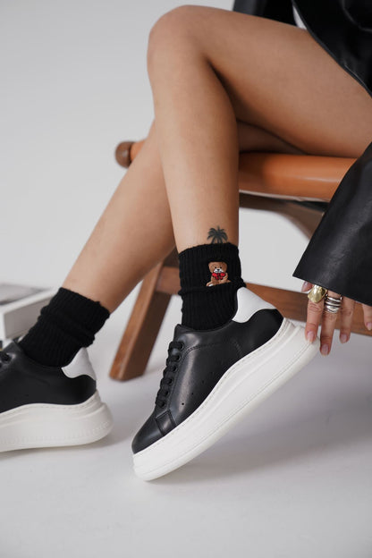 Bella Premium Black and White Women's Sneakers