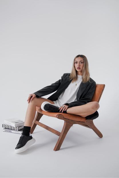 Bella Premium Black and White Women's Sneakers