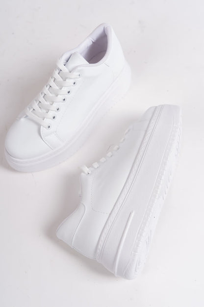 LYON Lace-Up Orthopedic Comfortable White Women's Sneakers - White