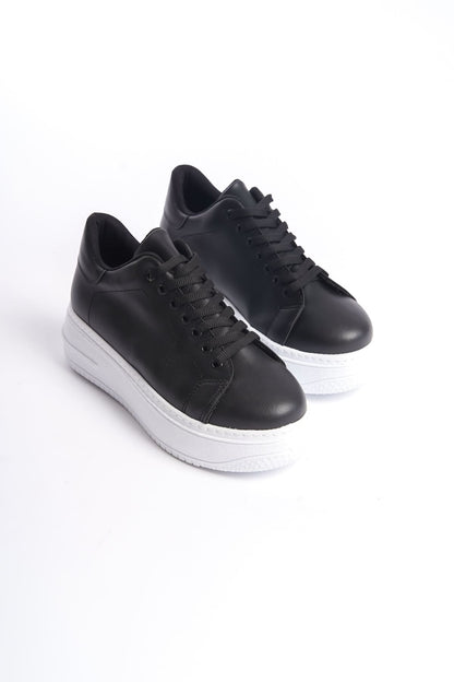 LYON Lace-Up Orthopedic Comfortable White Women's Sneakers - Black White
