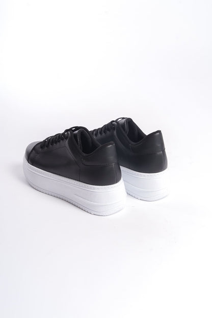 LYON Lace-Up Orthopedic Comfortable White Women's Sneakers - Black White