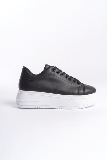 LYON Lace-Up Orthopedic Comfortable White Women's Sneakers - Black White