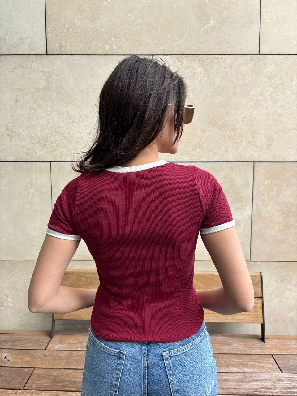 Front Piece Camisole Woven Cotton Fabric Women's Burgundy Blouse