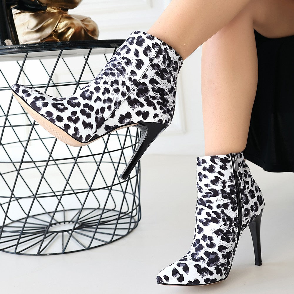 Blan Zebra Satin Heeled Boots