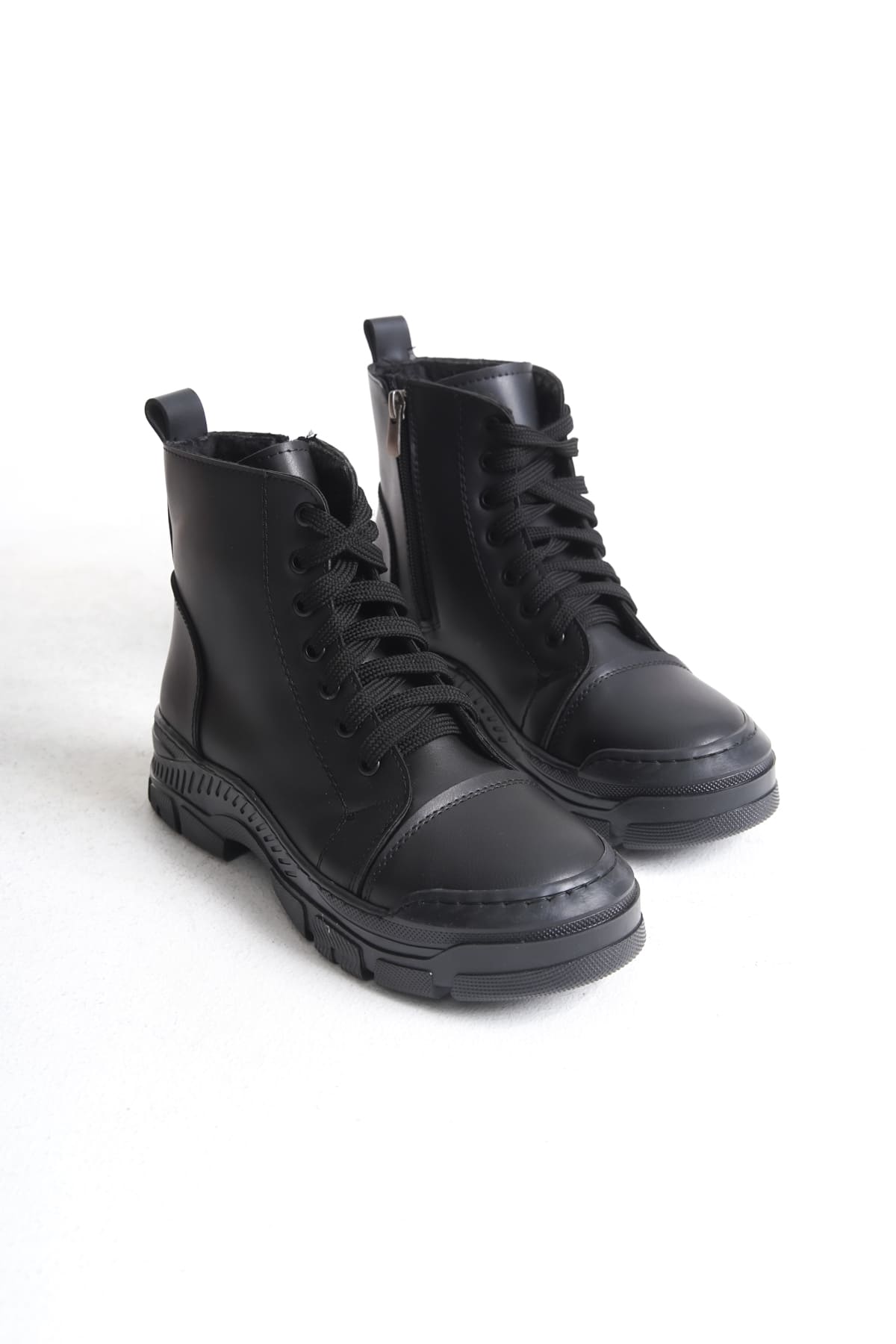 SULINA Lace-Up Zippered Orthopedic Sole Women's Boots - Black